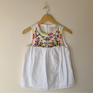J. Crew Embroidered Flower Linen Cotton Blend Sleeveless Blouse Size 00